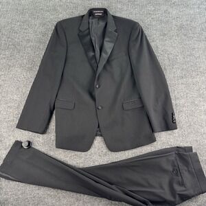 Tommy Hilfiger Tuxedo 44R Black Wool Wedding Formal Jackets Pants Set 36x30